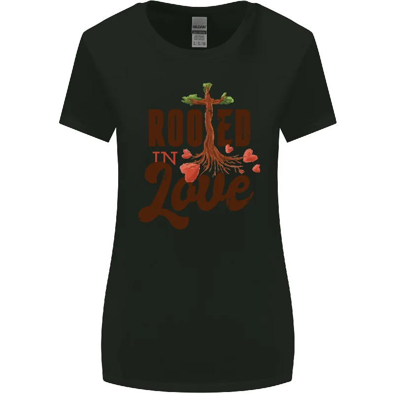 Christian Rooted in Love Christianity Jesus Womens Wider Cut T-Shirt Jersey Fabric Tulle Fabric Batik Fabric Christian Rooted in Love Christianity Jesus Womens Wider Cut T-Shirt Jersey Fabric Tulle Fabric Batik Fabric