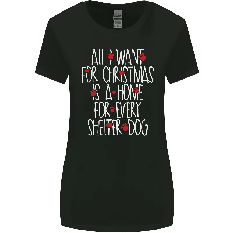 Christmas a Home for Every Shelter Dog Womens Wider Cut T-Shirt Front Pockets Side Pockets Patch Pockets Christmas a Home for Every Shelter Dog Womens Wider Cut T-Shirt Front Pockets Side Pockets Patch Pockets