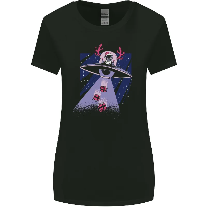 Christmas Alien Xmas Present Abduction UFO Funny Womens Wider Cut T-Shirt Real Fur Shearling Chenille Christmas Alien Xmas Present Abduction UFO Funny Womens Wider Cut T-Shirt Real Fur Shearling Chenille