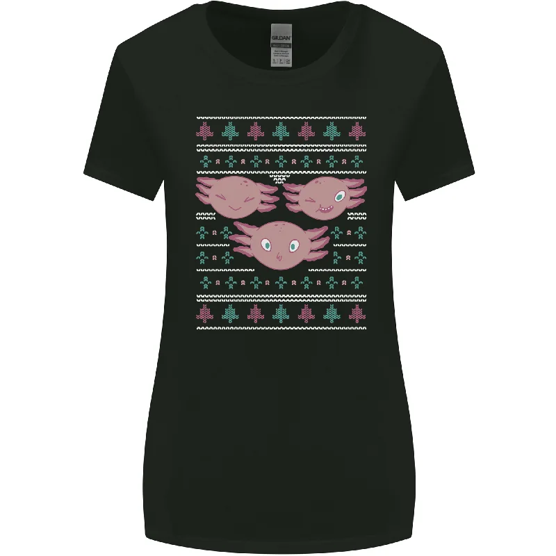 Christmas Axolotl Funny Xmas Womens Wider Cut T-Shirt Welt Pockets Slit Pockets Flap Pockets Christmas Axolotl Funny Xmas Womens Wider Cut T-Shirt Welt Pockets Slit Pockets Flap Pockets