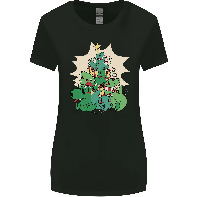 Christmas Dinosaur Xmas Tree T-Rex Funny Womens Wider Cut T-Shirt Denim Fabric Leather Fabric Suede Fabric Christmas Dinosaur Xmas Tree T-Rex Funny Womens Wider Cut T-Shirt Denim Fabric Leather Fabric Suede Fabric