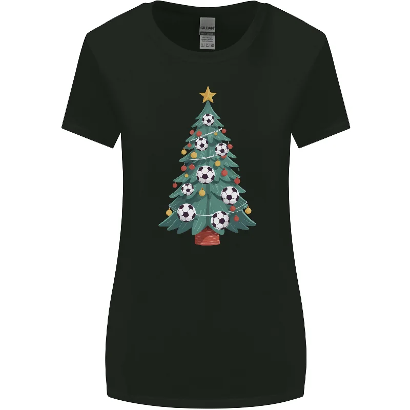 Christmas Football Tree Xmas Soccer Footy Womens Wider Cut T-Shirt Fleece Fabric Down Fabric Feather Fabric Christmas Football Tree Xmas Soccer Footy Womens Wider Cut T-Shirt Fleece Fabric Down Fabric Feather Fabric