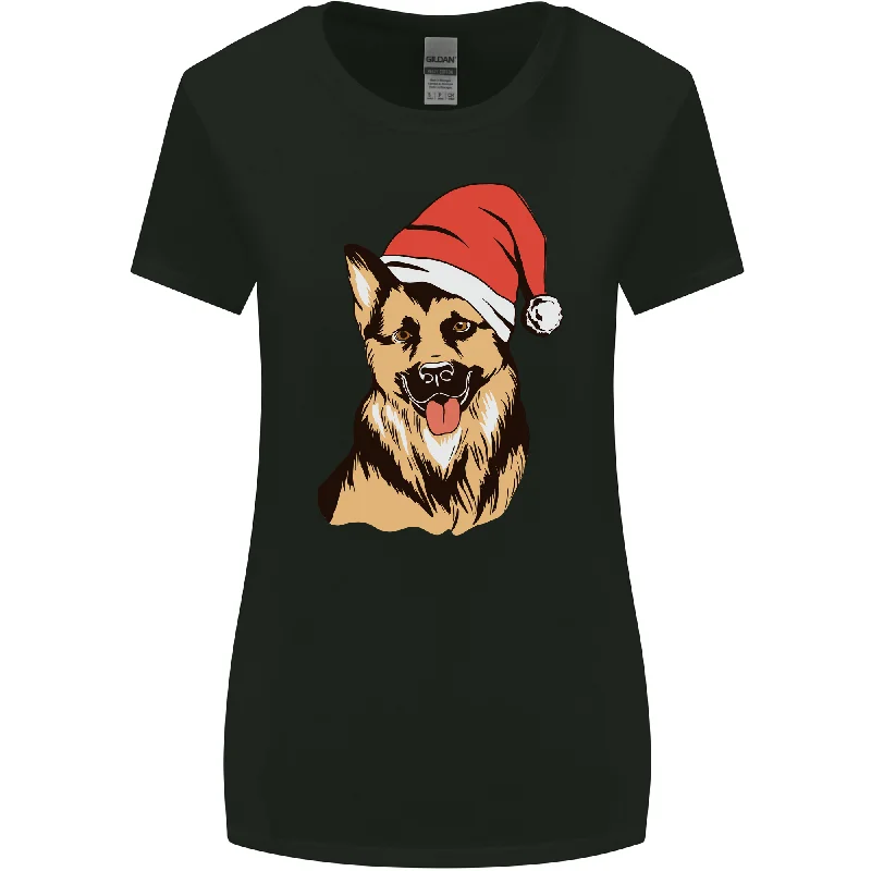Christmas German Shepherd Dog Xmas Alsatian Womens Wider Cut T-Shirt Polka Dot Checkered Tartan Christmas German Shepherd Dog Xmas Alsatian Womens Wider Cut T-Shirt Polka Dot Checkered Tartan
