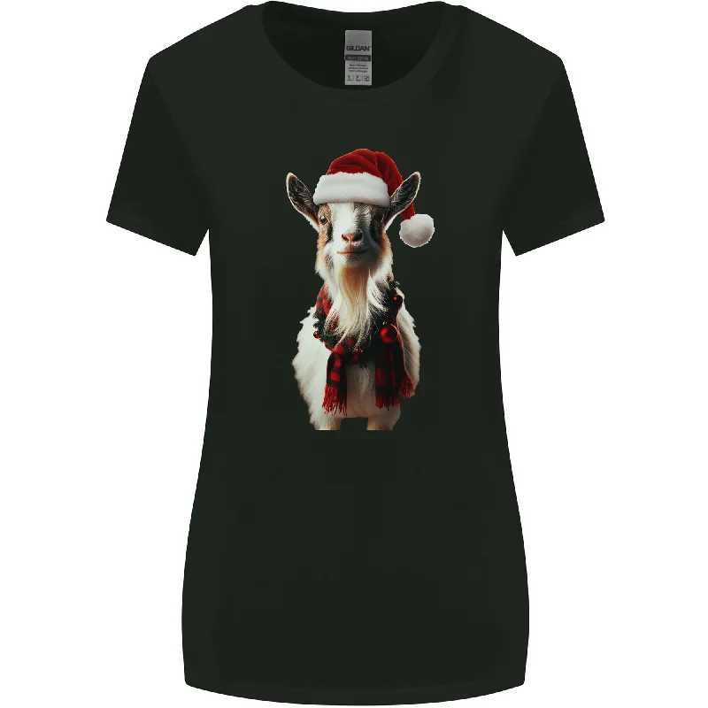Christmas Goat Wearing an Xmas Hat Womens Wider Cut T-Shirt Mesh Fabric Canvas Fabric Denim Fabric Christmas Goat Wearing an Xmas Hat Womens Wider Cut T-Shirt Mesh Fabric Canvas Fabric Denim Fabric