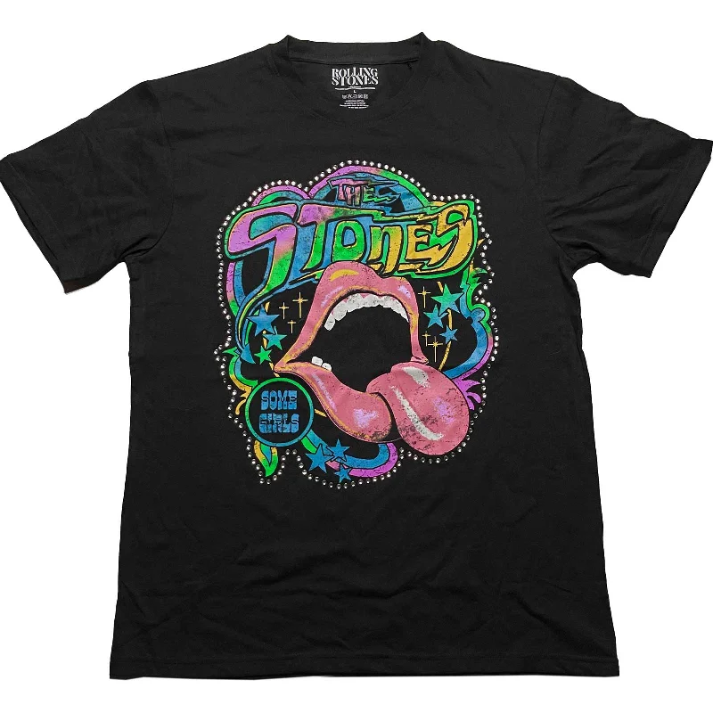 The Rolling Stones | Official Band T-Shirt | Some Girls Neon Tongue (Diamante) Spandex Blend Rayon Blend Denim Blend The Rolling Stones | Official Band T-Shirt | Some Girls Neon Tongue (Diamante) Spandex Blend Rayon Blend Denim Blend