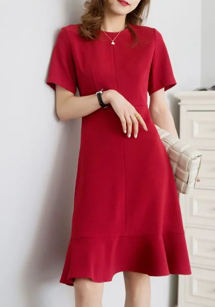 Sexy Summer New Red Short-sleeved Dress