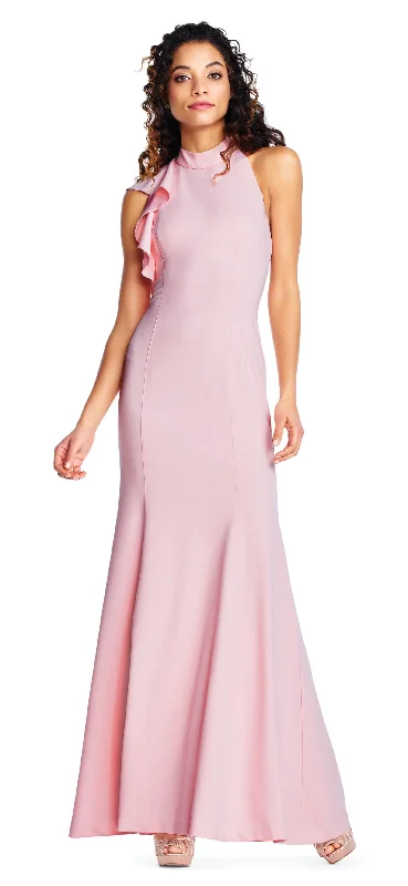 Adrianna Papell - Ruffled High Neck Long Trumpet Dress AP1E203268SC