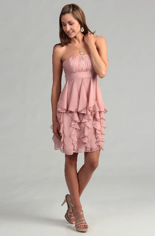 Adrianna Papell - Strapless Ruched Ruffled Chiffon Dress 231M26730SC