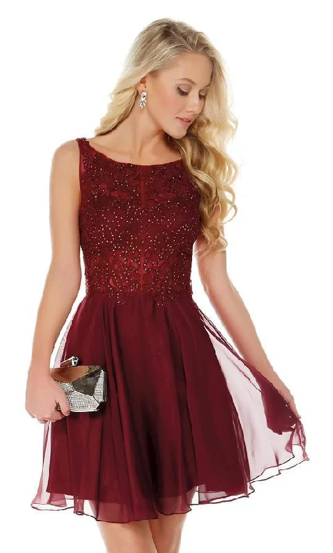 Alyce Paris - 1357SC Beaded Scoop Neck A-Line Dress