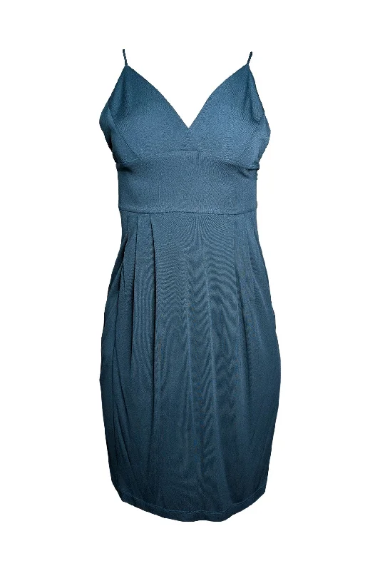 Teal Low V-Neck Dress