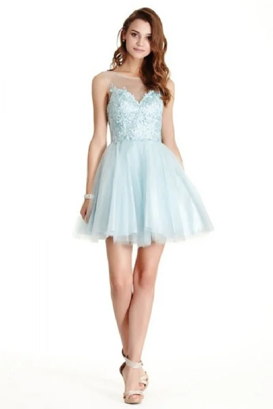 Aspeed Design -S1775 Sweetheart Illusion A-Line Short Cocktail Dress