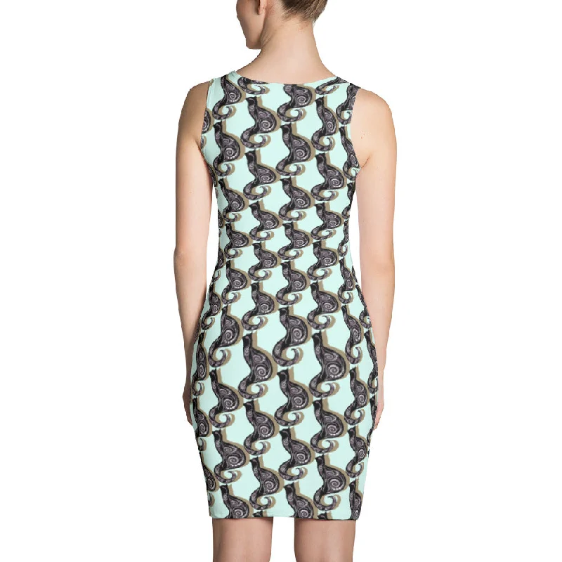 BLUE SWIRLY CATS Sublimation Cut & Sew Dress