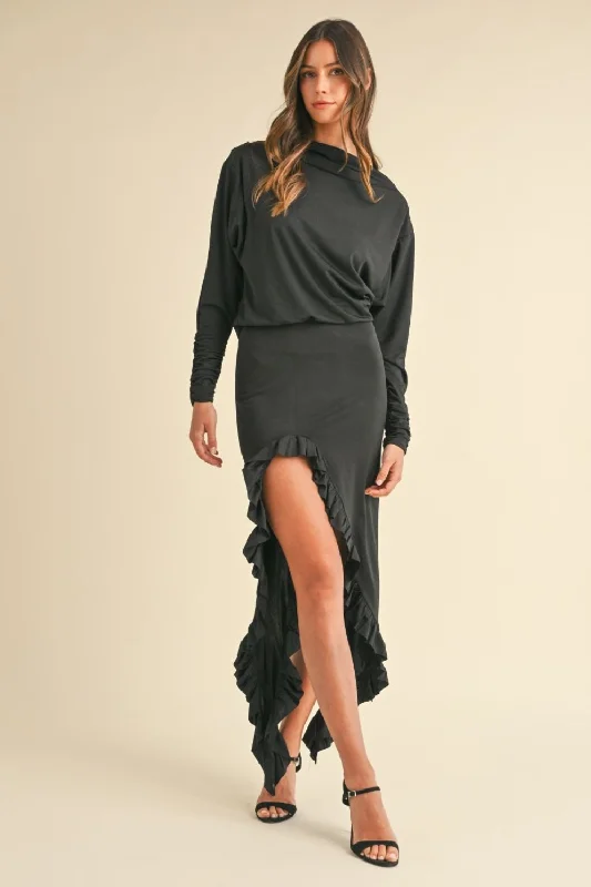 Blue Zone Planet |  Mable Backless Asymmetric Ruffle Hem Dress