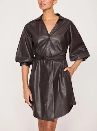 Brochu Walker Kate Belted Vegan Leather Dress - Timber