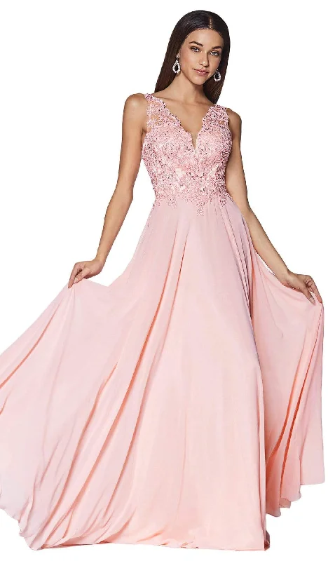 Cinderella Divine - UJ0123 Beaded Lace Chiffon Prom Dress