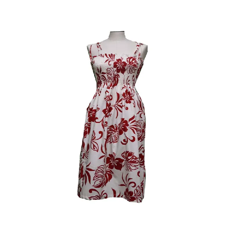 Classic Hibiscus Red Tube Top Hawaiian Dress