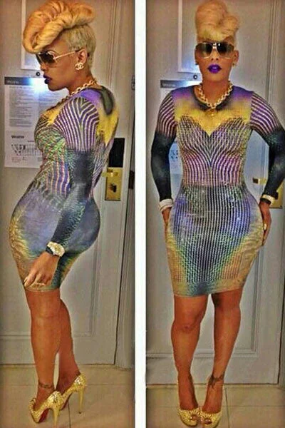 Colorful Neon Striped Print Club Dress