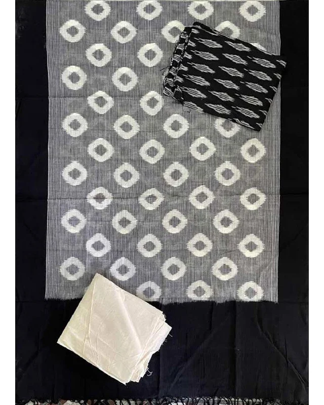 DOUBLE IKAT GRAY WITH BLACK COLOR DRESS MATERIAL-B42