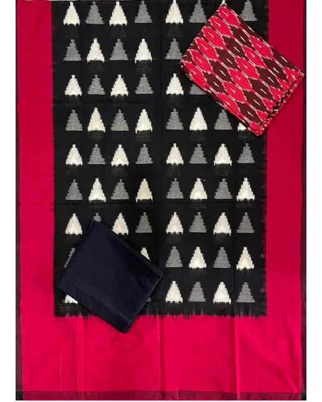 DOUBLE IKAT RED AND BLACK COLOR DRESS MATERIAL-B30