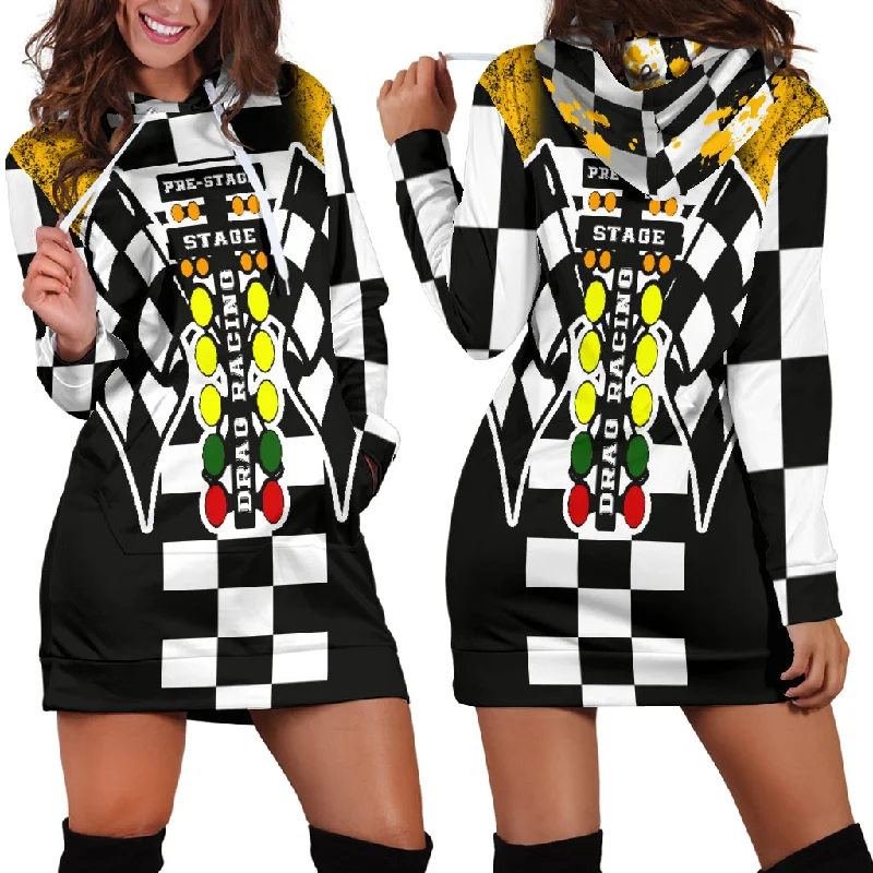 Drag Racing Hoodie Dress Orange