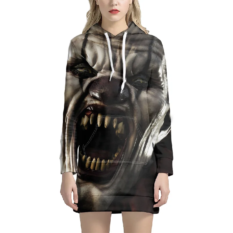 Halloween Clown Print Pullover Hoodie Dress