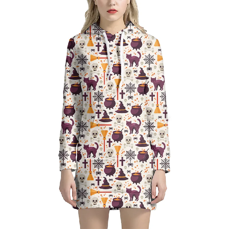 Halloween Festival Pattern Print Pullover Hoodie Dress
