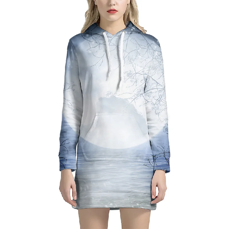 Halloween Moonlight Print Pullover Hoodie Dress