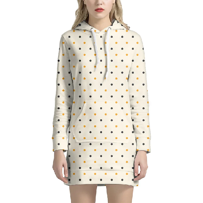 Halloween Polka Dot Pattern Print Pullover Hoodie Dress