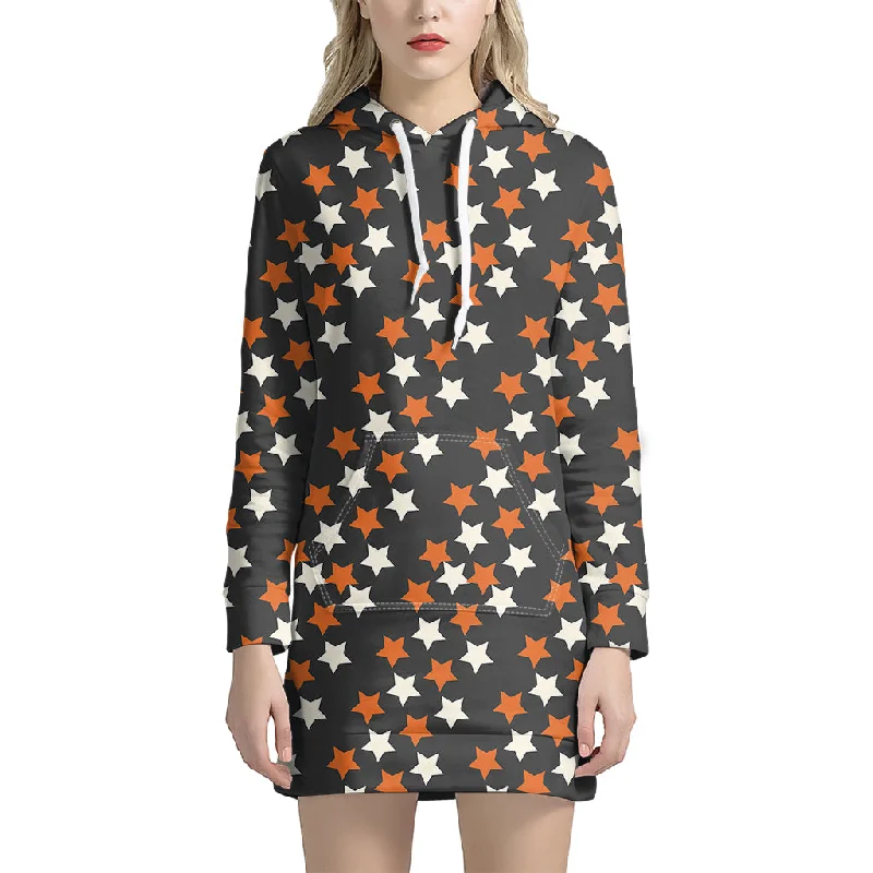 Halloween Star Pattern Print Pullover Hoodie Dress