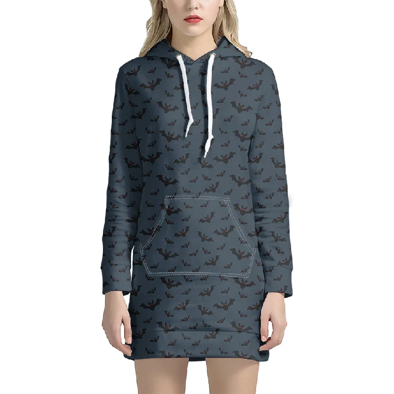 Halloween Vampire Bat Pattern Print Pullover Hoodie Dress