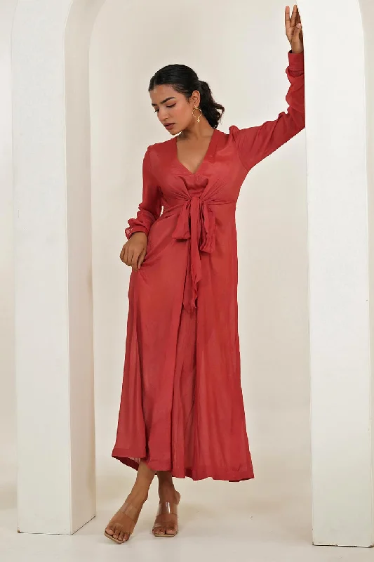 Red Knot Tie-Up Dress