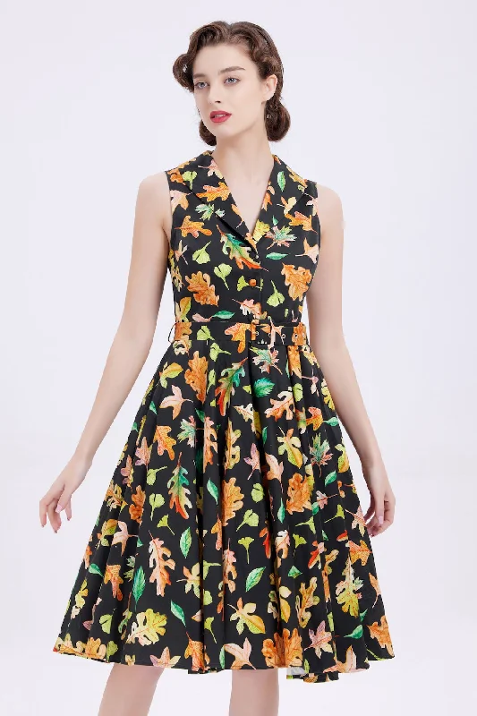 "Jani" Autumn Leaves Fit & Flare Dress