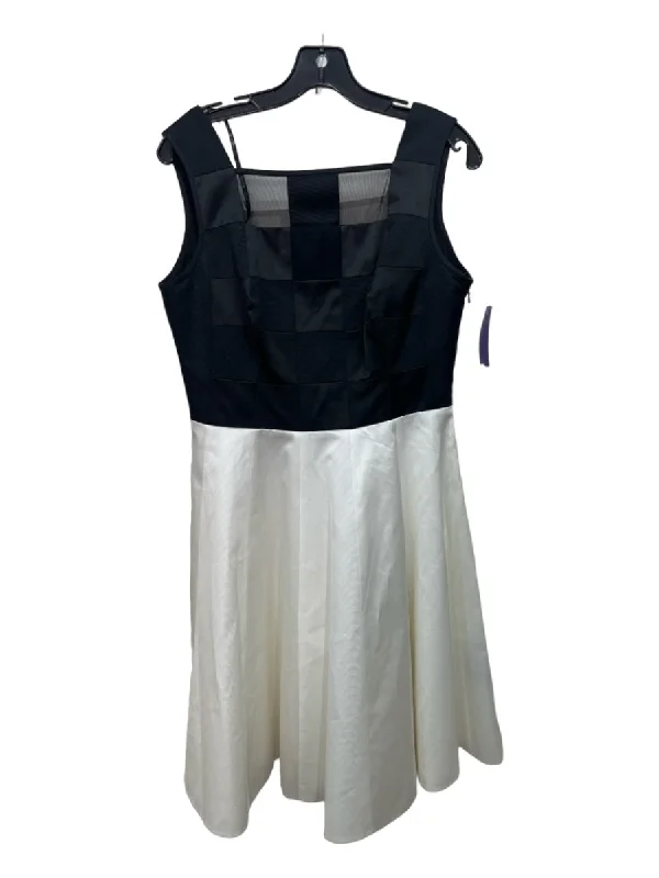 Karen Millen Size 10 Black & White Cotton Blend Square Neck Checkered Dress