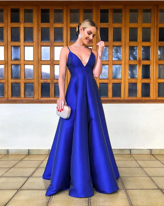 Empire Satin V Neck Prom Dress