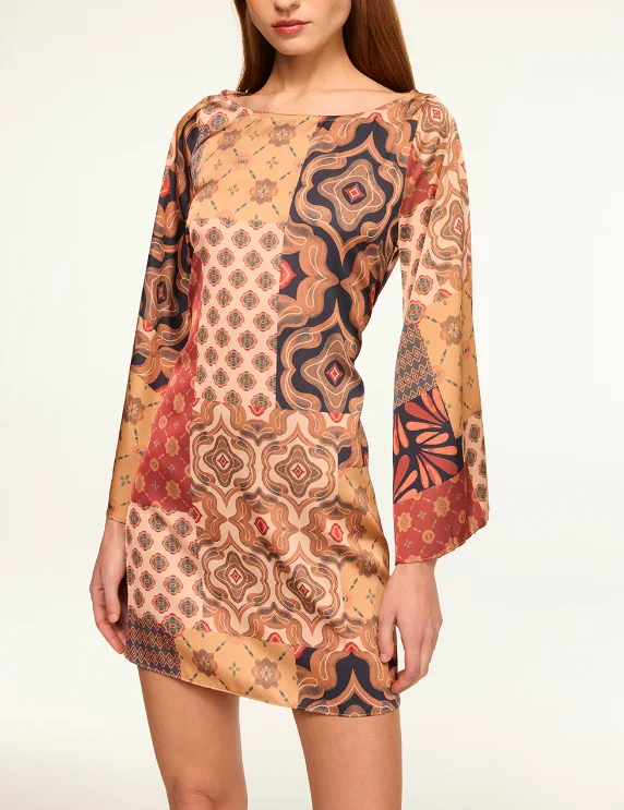 Misa Twiggy Dress - Surreal Patchwork Satin