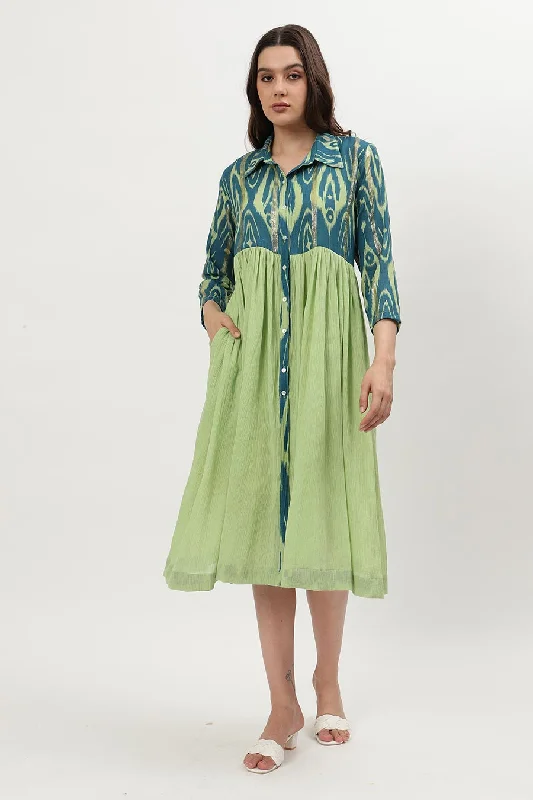 Light Green Ikat Printed Dress