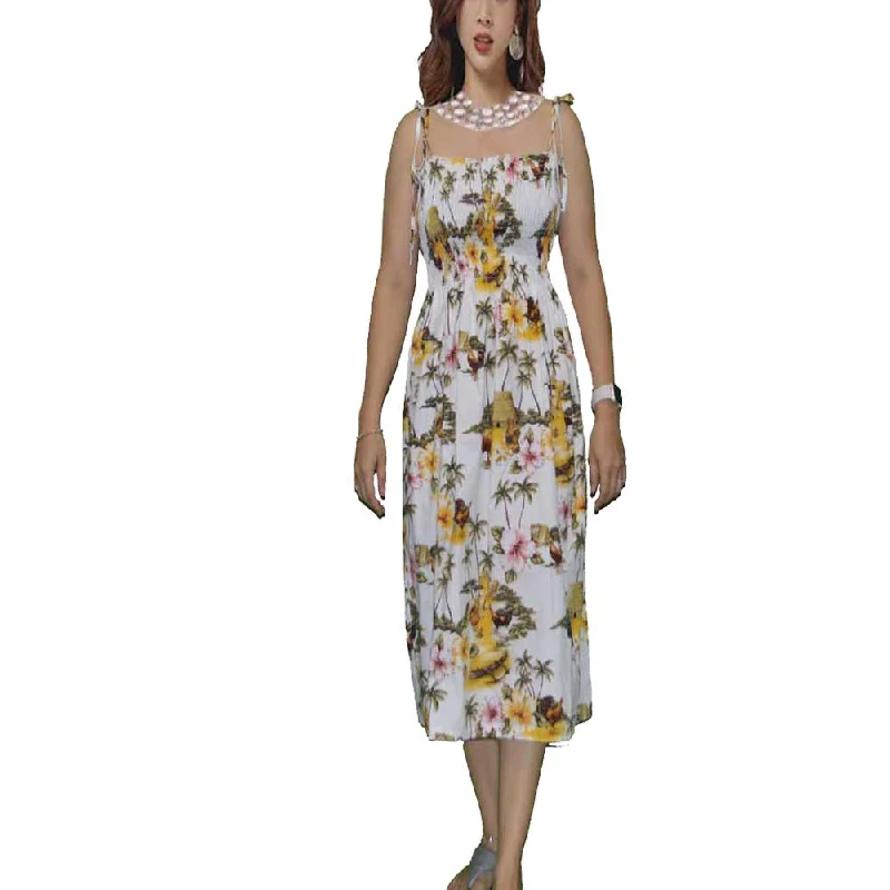 Pali Lookout Rooster Tube Top Hawaiian Dress