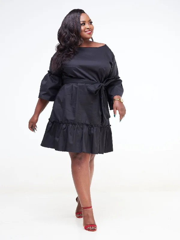 Safari Tawi Flounce Tent Dress - Black