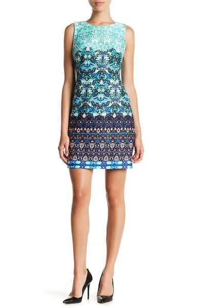 Taylor - 9173MJSC Multi-Print JEwel Neck Scuba Dress