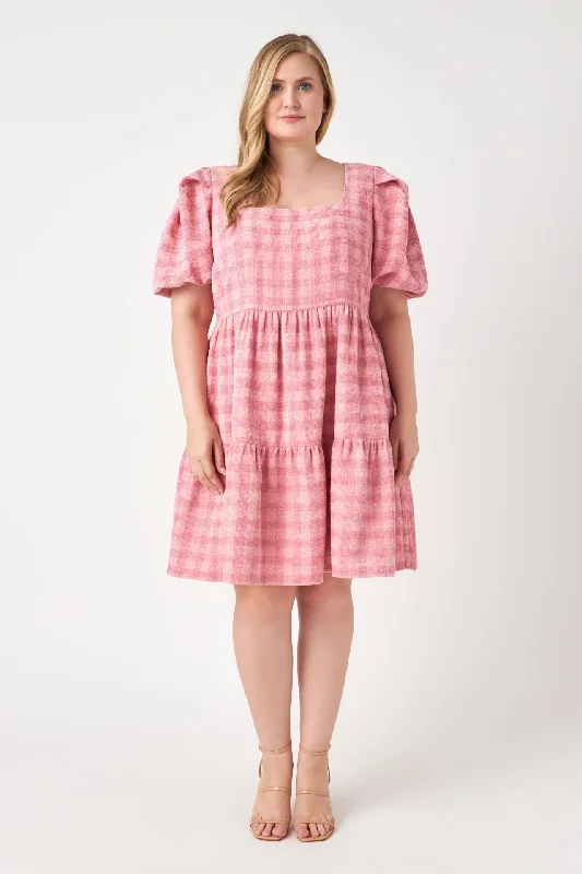 English Factory - Plus Size Tweed Babydoll Dress