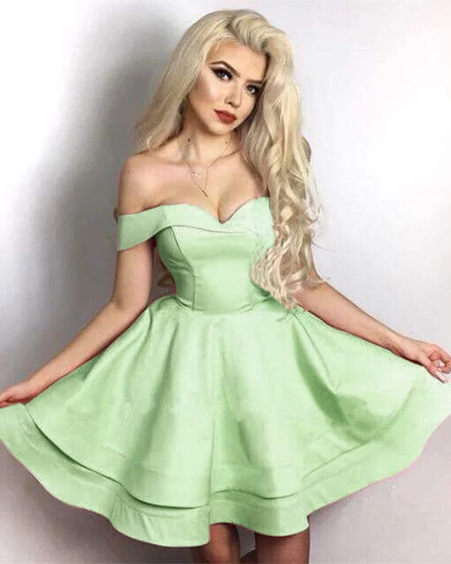 Short Satin V-neck Ruffles Homecoming Graduation Dress For Girl
