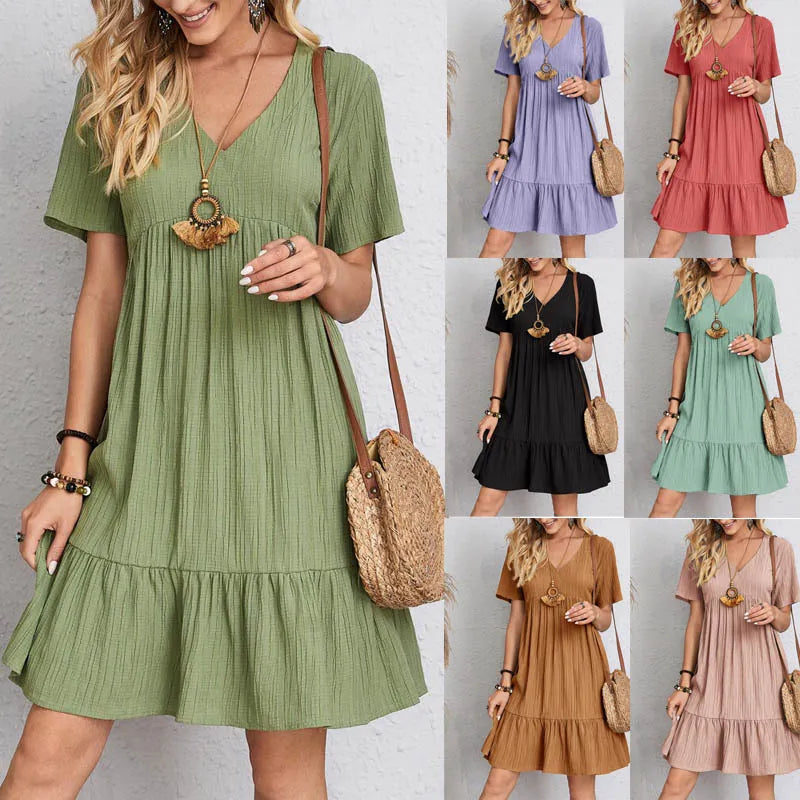 Women's Loose Vintage Ruffles Lace Befree Summer Dress