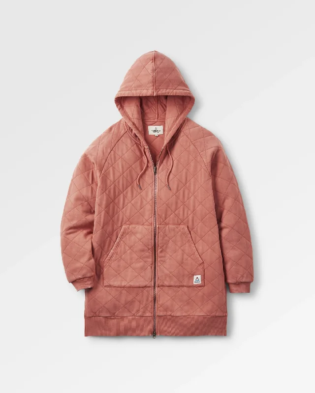Getaway Recycled Quilted Full Zip Hoodie - Burnt Orange Hoodie with Hem Contrast Bold Stylish Getaway Recycled Quilted Full Zip Hoodie - Burnt Orange Hoodie with Hem Contrast Bold Stylish