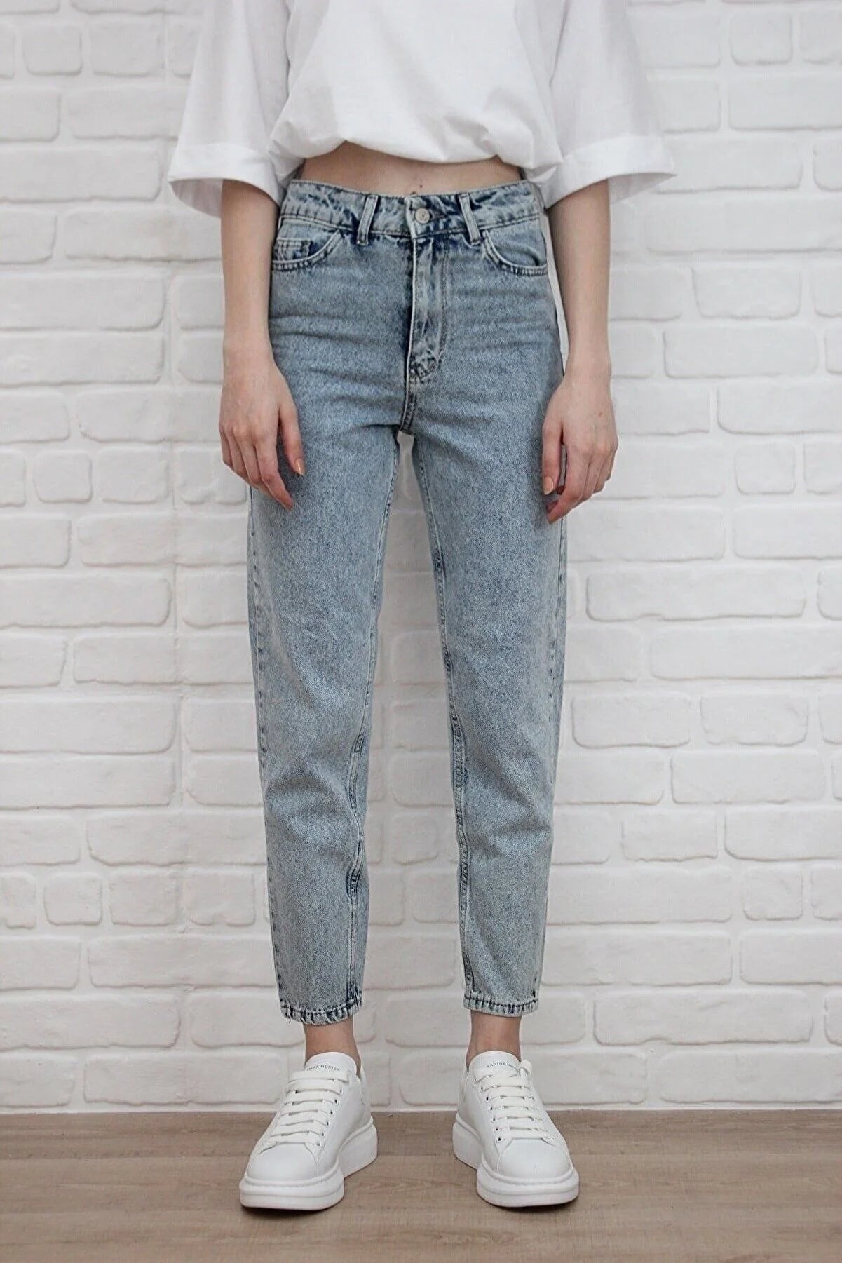 ByCukurovaFrango Luna Blue Snow Wash Mom Boyfriend Jean Fashionable Jeggings Style Jeans ByCukurovaFrango Luna Blue Snow Wash Mom Boyfriend Jean Fashionable Jeggings Style Jeans